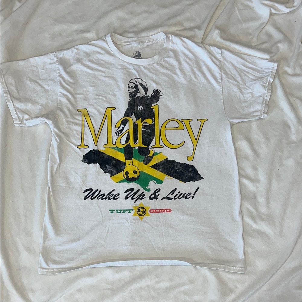 White (off white) Bob Marley Soccer Graphic T-Shirt size M